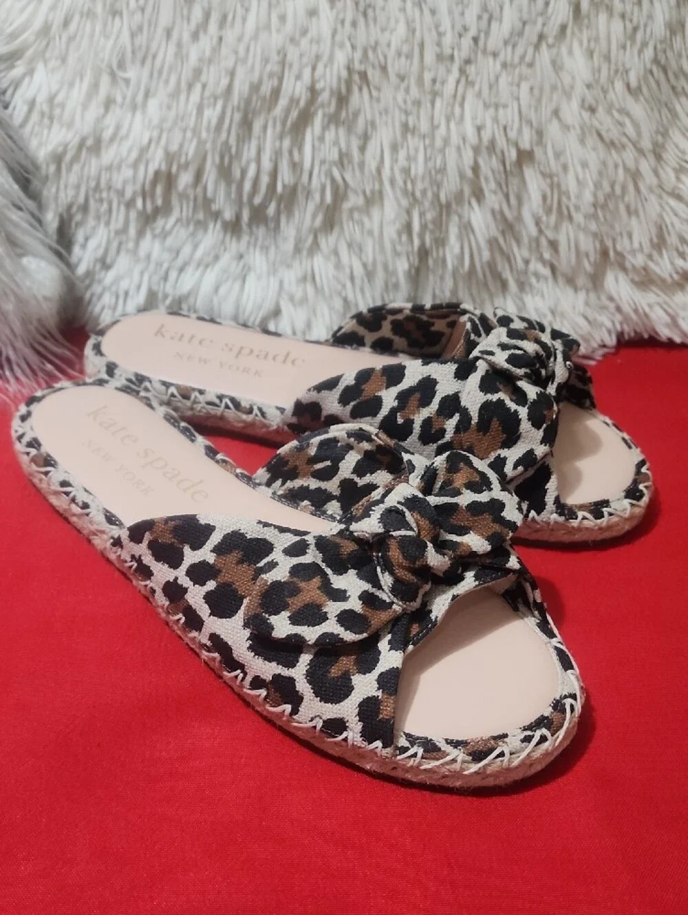 Kate Spade Saltie Shore Espadrille leopard print Slide Sandal/Brown and Black